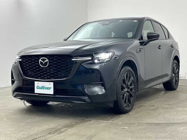 マツダ ＣＸ－６０ ＰＨＥＶ エクスクルーシブスポーツ 兵庫県 2023(令5)年 2.6万km ジェットブラックマイカ ・ドライバーパーソナライゼーションシステムパッケージ/・パノラマサンルーフ/・純正12.3インチナビ/TV/Bluetooth/USB/HDMI/Apple CarPlay/Android Auto/・全方位カメラ/・BOSEサウンドシステム/・前後ドライブレコーダー/・スマートブレーキサポート/・レーンキープアシスト/・レーダークルーズコントロール/・アダプティブLEDヘッドライト/・誤発進抑制制御/・ロードキープアシスト/・ドライバー異常対応システム/・ブラインドスポットモニタリング/・ヘッドアップディスプレイ/・レザーシート/・全席シートヒーター/・前席シートベンチレーション/・前席パワーシート（運転席メモリ付）/・ステアリングヒーター/・置くだけ充電/・パワーバックドア/・ヒルディセントコントロール/・クリアランスソナー/・LEDヘッドライト/・オートライト/・フォグランプ/・スマートキー