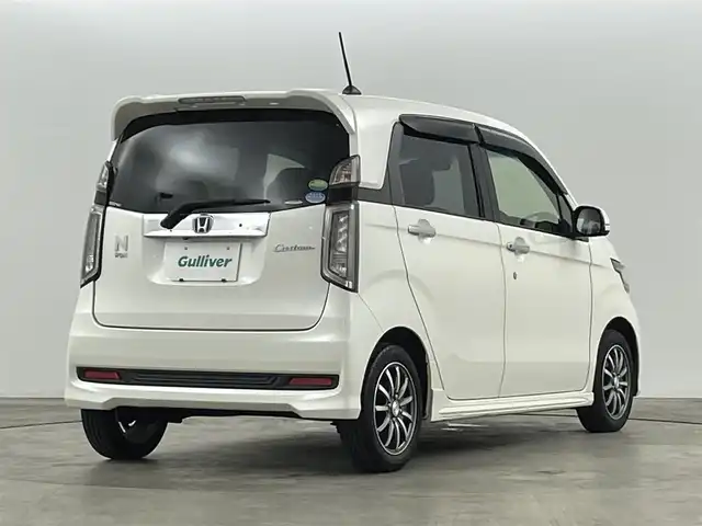 ホンダ Ｎ ＷＧＮ カスタム G ターボパッケージ 福島県 2015(平27)年 7.5万km プレミアムホワイトパール 純正ナビゲーション/・型番：VXM-155VSi/・フルセグTV/BT/CD/DVD/USB/SD/FM/AM/・バックカメラ/・ETC/・前後ドライブレコーダー/革張ステアリング/・ステアリングリモコン/・パドルシフト/・クルーズコントロール/衝突被害軽減ブレーキ/ハーフレザーシート/アイドリングストップ/プッシュスタート/・スマートキー/電動格納ミラー/・ウィンカーミラー/LEDヘッドライト/・フォグライト/・オートライト/純正フロアマット/ドアバイザー/純正14インチAW