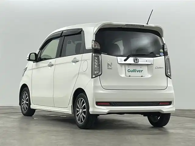 ホンダ Ｎ ＷＧＮ カスタム G ターボパッケージ 福島県 2015(平27)年 7.5万km プレミアムホワイトパール 純正ナビゲーション/・型番：VXM-155VSi/・フルセグTV/BT/CD/DVD/USB/SD/FM/AM/・バックカメラ/・ETC/・前後ドライブレコーダー/革張ステアリング/・ステアリングリモコン/・パドルシフト/・クルーズコントロール/衝突被害軽減ブレーキ/ハーフレザーシート/アイドリングストップ/プッシュスタート/・スマートキー/電動格納ミラー/・ウィンカーミラー/LEDヘッドライト/・フォグライト/・オートライト/純正フロアマット/ドアバイザー/純正14インチAW