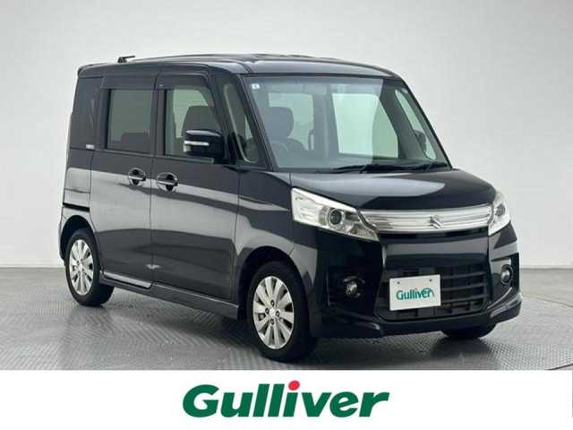 スズキ スペーシア カスタム XS 兵庫県 2015(平27)年 8万km ブルーイッシュブラックパール3 ・社外オーディオ/・片側パワースライドア/・ETC/・純正14インチアルミホイール/・HIDヘッドライト/・オートライト/・純正フロアマット/・スマートキー/・プッシュスタート/・アイドリングストップ/・ヘッドライトレベライザー