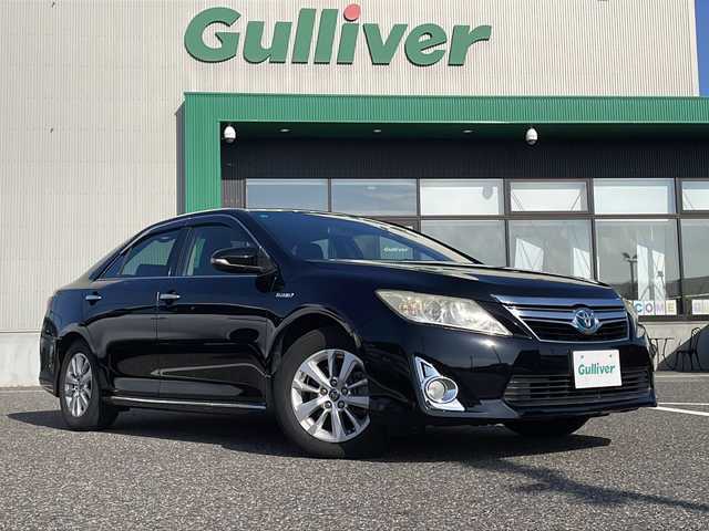 トヨタ カムリ ハイブリット Gパッケージ 島根県 2013(平25)年 12.9万km アティチュードブラックマイカ 社外ナビ（CN-H510WD）/フルセグTV/Bluetooth接続/リアモニター/パワーシートD席/クルーズコントロール/プッシュスタート/スタッドレスタイヤ付きアルミホイール/フォグライト/スペアキー
