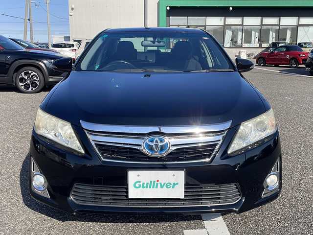 トヨタ カムリ ハイブリット Gパッケージ 島根県 2013(平25)年 12.9万km アティチュードブラックマイカ 社外ナビ（CN-H510WD）/フルセグTV/Bluetooth接続/リアモニター/パワーシートD席/クルーズコントロール/プッシュスタート/スタッドレスタイヤ付きアルミホイール/フォグライト/スペアキー