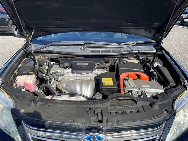 トヨタ カムリ ハイブリット Gパッケージ 島根県 2013(平25)年 12.9万km アティチュードブラックマイカ 社外ナビ（CN-H510WD）/フルセグTV/Bluetooth接続/リアモニター/パワーシートD席/クルーズコントロール/プッシュスタート/スタッドレスタイヤ付きアルミホイール/フォグライト/スペアキー