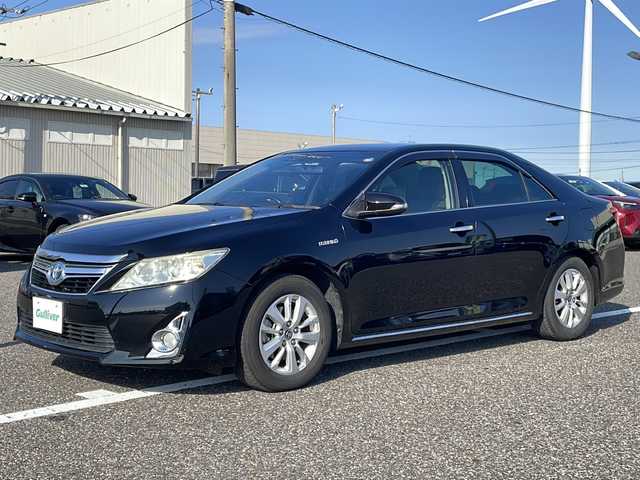 トヨタ カムリ ハイブリット Gパッケージ 島根県 2013(平25)年 12.9万km アティチュードブラックマイカ 社外ナビ（CN-H510WD）/フルセグTV/Bluetooth接続/リアモニター/パワーシートD席/クルーズコントロール/プッシュスタート/スタッドレスタイヤ付きアルミホイール/フォグライト/スペアキー