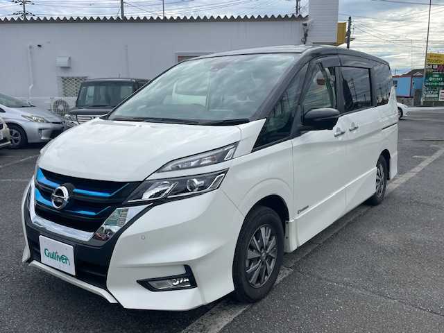 日産 セレナ e－パワー ハイウェイスター V 神奈川県 2019(平31)年 8.6万km ブリリアントホワイトパール 2トーン ワンオーナー/フルセグテレビ/フリップダウンモニター/クルーズコントロール/プッシュスタート/両側パワースライドドア/ETC
