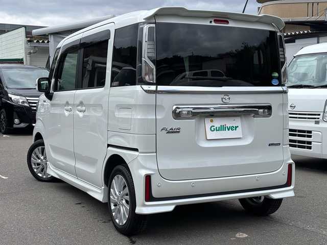 マツダ フレアワゴン カスタムスタイル ハイブリッド XG 福岡県 2020(令2)年 5.6万km ピュアホワイトP ワンオーナー/純正ディーラーナビオプション/（AM/FM/iPod/Bluetooth/SMARTUSEN/ワンセグTV）/アイドリングストップ/パーキングアシスト/レーンキープアシスト/衝突被害軽減システム/横滑り防止装置/ヒートシーター（D）/パワースライドドア（片側）/ハンズフリー/プッシュスタート/純正フロアマット/純正アルミホイール/電格ミラー/スペアキー×１/保証書/取扱説明書