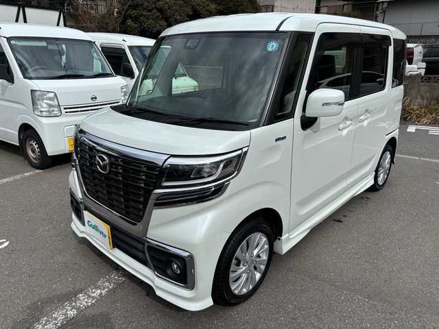 マツダ フレアワゴン カスタムスタイル ハイブリッド XG 福岡県 2020(令2)年 5.6万km ピュアホワイトP ワンオーナー/純正ディーラーナビオプション/（AM/FM/iPod/Bluetooth/SMARTUSEN/ワンセグTV）/アイドリングストップ/パーキングアシスト/レーンキープアシスト/衝突被害軽減システム/横滑り防止装置/ヒートシーター（D）/パワースライドドア（片側）/ハンズフリー/プッシュスタート/純正フロアマット/純正アルミホイール/電格ミラー/スペアキー×１/保証書/取扱説明書