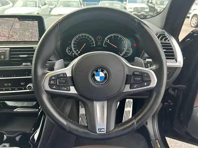 ＢＭＷ Ｘ３ xDrive20d Mスポーツ 滋賀県 2019(令1)年 4.3万km サファイアブラックP ハイラインパッケージ/・ダコタレザー/・前席パワーシート/・全席シートヒーター/インテリジェントセーフティ/・衝突被害軽減システム/・レーンキープアシスト/・ブラインドスポットモニター/純正ナビ/（CD/DVD/BT/USB/フルセグ）/360°カメラ/ルームミラー内蔵ETC/前後ドライブレコーダー/電動リアゲート/アクティブクルーズコントロール/ワイヤレスチャージ/アダプティプLEDヘッドライト/コーナーセンサー/アンビエントライト/純正18インチAW/純正AW付きサマータイヤ積込/純正フロアマット/取扱説明書/保証書/スペアキー
