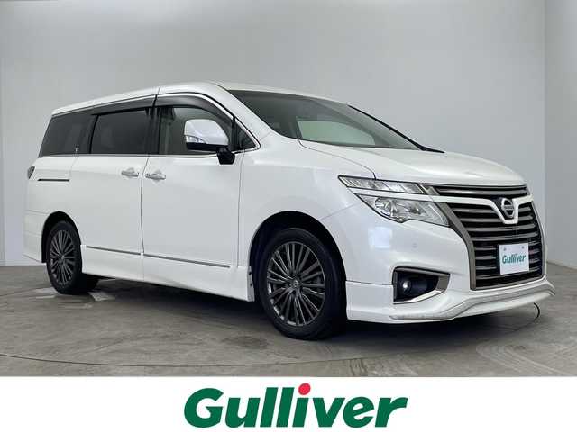 日産 エルグランド 250ハイウェイスターS 鹿児島県 2016(平28)年 5.9万km ブリリアントホワイトパール 純正ナビ/（CD/DVD/BT/フルセグTV）/純正フリップダウンモニター/両側パワースライドドア/クルーズコントロール/バックカメラ/ドライブレコーダー/コーナーセンサ―/オットマン/ハーフレザーシート/オートライト/ETC