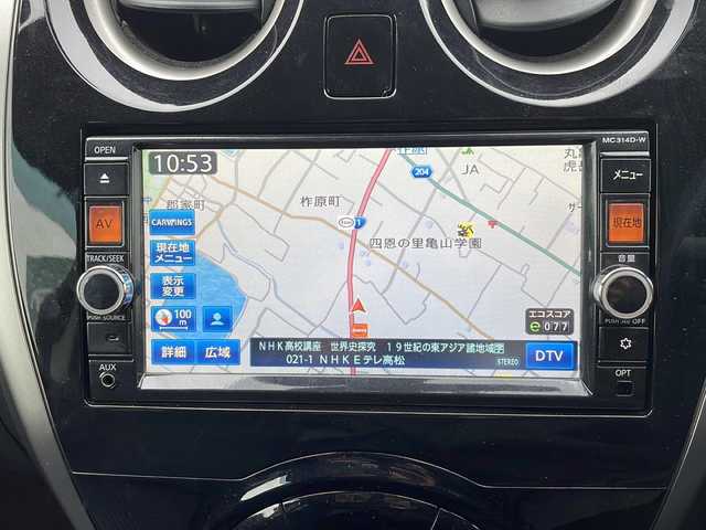 日産 ノート XVセレ +セーフ 香川県 2015(平27)年 6.5万km ラディアントレッド 純正ナビ/フルセグテレビ/CD/DVD再生機能/アラウンドビューモニター/前後ドライブレコーダー/前後コーナーセンサー/ETC/スペアキー