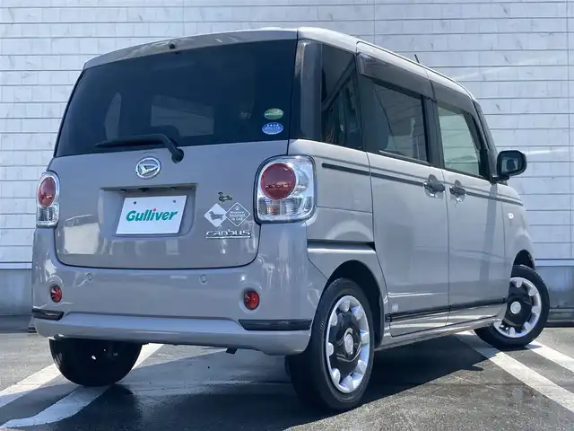 ダイハツ ムーヴ キャンバス X ブラックアクセント リミテッド SAⅢ 静岡県 2020(令2)年 1.1万km グレーマイカM スマートアシストIII/社外カロッツェリアナビ(AVIC-RW303)/　AM FM CD DVD Bluetooth/両側パワースライドドア/革巻きステアリング/ステアリングスイッチ/スマートキー2本/プッシュスタート/アイドリングストップ/リアクリアランスソナー/パーキングアシスト/フロントフォグランプ/オートライト/フルセグTV/アラウンドビューモニター