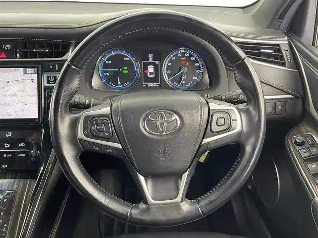 トヨタ ハリアー ハイブリッド エレガンス 大分県 2015(平27)年 15.8万km スパークリングブラックパールクリスタルシャイン 社外ナビ（ALPINE）/サンルーフ/バックカメラ/パワーシート/MTモード/社外アルミホイル19インチ/純正フロアマット/オートライト/ハーフレザーシート/スマートキー/プッシュスタート