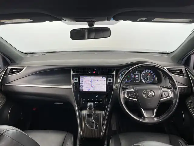 トヨタ ハリアー ハイブリッド エレガンス 大分県 2015(平27)年 15.8万km スパークリングブラックパールクリスタルシャイン 社外ナビ（ALPINE）/サンルーフ/バックカメラ/パワーシート/MTモード/社外アルミホイル19インチ/純正フロアマット/オートライト/ハーフレザーシート/スマートキー/プッシュスタート