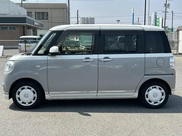 ダイハツ ムーヴ キャンバス G メイクアップ リミテッド　SAⅢ 広島県 2020(令2)年 1.4万km パールホワイトⅢ/スムースグレーマイカメタリック 2トーン 純正ナビ/「CD/DVD/Bluetooth/AM/FM/フルセグTV」/全方位カメラ/前後ドライブレコーダー/両側パワースライドドア/衝突被害軽減システム/先行車発進お知らせ機能/レーンキープアシスト/LEDヘッドライト/オートライト/オートマチックハイビーム/プッシュスタート/テレビキャンセラー/スペアキー/保証書/取扱説明書