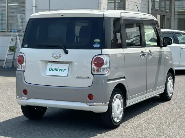 ダイハツ ムーヴ キャンバス G メイクアップ リミテッド　SAⅢ 広島県 2020(令2)年 1.4万km パールホワイトⅢ/スムースグレーマイカメタリック 2トーン 純正ナビ/「CD/DVD/Bluetooth/AM/FM/フルセグTV」/全方位カメラ/前後ドライブレコーダー/両側パワースライドドア/衝突被害軽減システム/先行車発進お知らせ機能/レーンキープアシスト/LEDヘッドライト/オートライト/オートマチックハイビーム/プッシュスタート/テレビキャンセラー/スペアキー/保証書/取扱説明書