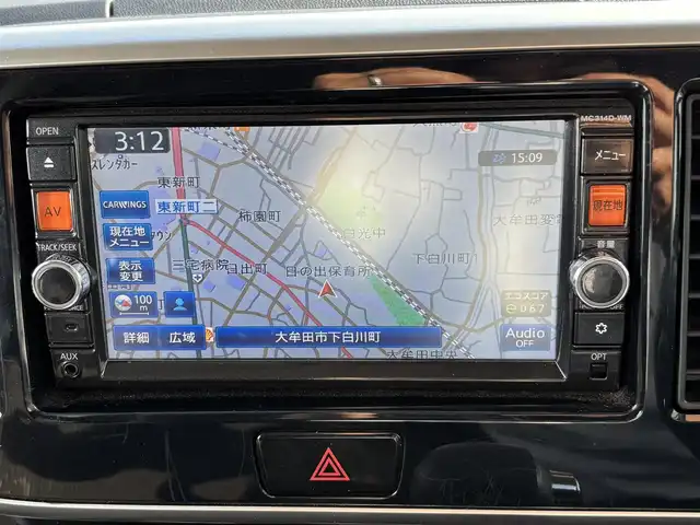 三菱 ｅＫスペース カスタムG 福岡県 2015(平27)年 7万km アメジストブラック/レッドM SDナビ(BT、フルセグTV、バックカメラ、iPod)/片側電動スライドドア/社外ETC/スマートキー/LEDオートライト/横滑り防止/社外AW/ダウンサス/社外スピーカー