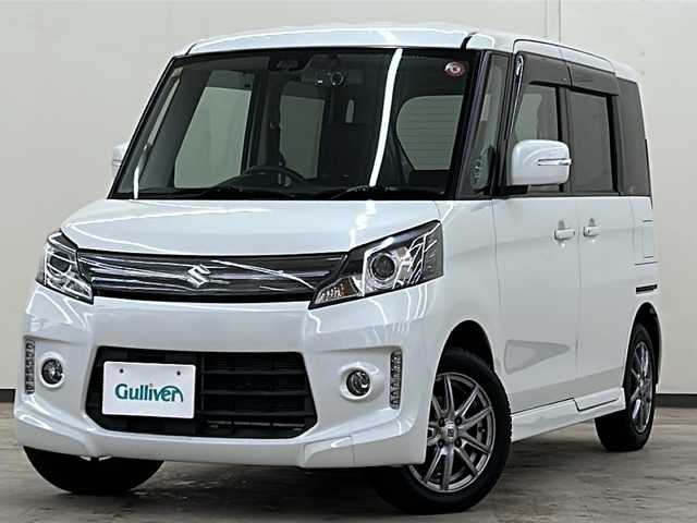 スズキ スペーシア カスタム XS リミテッド 道央・札幌 2014(平26)年 9.4万km パールホワイト /4WD//社外HDDナビ/ CD/DVD/MSV/フルセグ)//衝突軽減ブレーキ//アイドリングストップ//両側パワースライドドア //オートライト//HIDヘッドライト//フォグライト//シートヒーター //ハーフレザーシート//前後ドライブレコーダー//ミラーヒーター//純正ドアバイザー