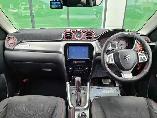 スズキ エスクード 1．4 ターボ 福岡県 2018(平30)年 12.9万km ギャラクティックグレーメタリック 純正メモリナビ(SKX-S803)/FM/AM/CD/DVD/SD/BT/フルセグTV/クルーズコントロール/スマートキー/プッシュスタート/ETC/ハーフレザーシート/シートヒーター/ルーフレール/フロントスキッドバー(JAOS)/マッドガード(JAOS)/社外マフラー(JAOS:BATTLEZ)/社外アルミホイール(XTREME-J)