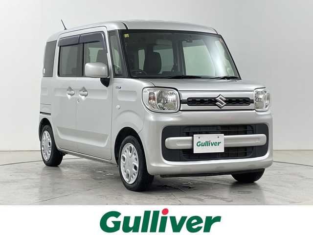 スズキ スペーシア HYBRID G 道央・札幌 2020(令2)年 5.1万km シルキーシルバーメタリック ・4WD/・社外SDナビ/・BT/CD/SD/USB/フルセグTV/・左側パワースライドドア/・D席シートヒーター/・LEDオートライト/・アイドリングストップ/・スマートキー×2/・社外エンジンスターター/・プッシュスタート/・ドライブレコーダー前/・ETC