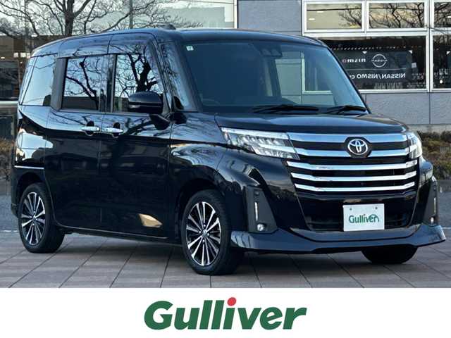 トヨタ ルーミー カスタムG－T 福島県 2021(令3)年 8.5万km ブラックマイカメタリック ワンオーナー/スマートアシスト/・衝突回避支援ブレーキ機能/・車線逸脱警報機能/・ブレーキ制御付誤発信抑制機能/・アダプティブドライビングビーム/・アダプティブクルーズコントロール/・パノラミックヴューモニター/・衝突警報機能/・コーナーセンサー/純正9インチディスプレイオーディオ/【Bluetooth/USB/フルセグTV】/両側パワースライドドア/前席シートヒーター/社外レーダー/ビルトインETC2.0/LEDヘッドライト/・オートライト/・フォグランプ/スマートキー/・プッシュスタート/・スペアキー/革巻きステアリング/・ステアリングリモコン/取扱説明書/新車時保証書