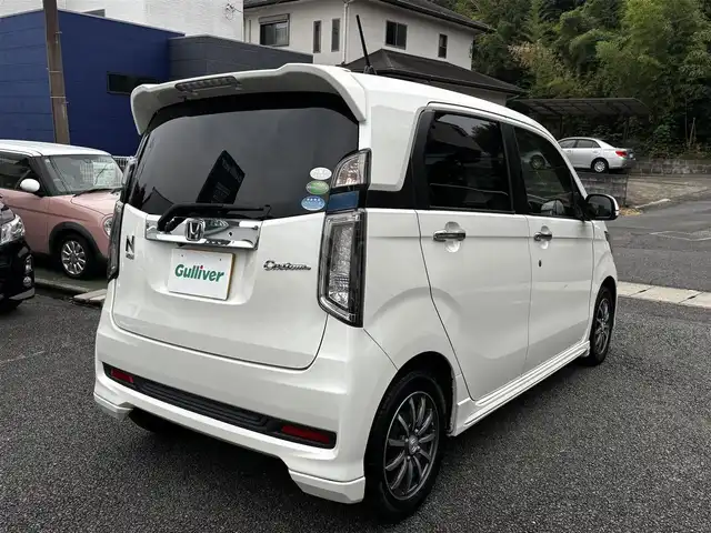 ホンダ Ｎ ＷＧＮ カスタム G 熊本県 2015(平27)年 5.4万km プレミアムホワイトパール 純正ディスプレーオーディオ/【Bluetooth/CD/HDMI/USB/FM/AM】/バックカメラ/ETC/クルーズコントロール/プッシュスタート/HID/スマートキー/オートライト/オートエアコン/ABS/横滑り防止装置/本革巻きステアリング/純正１４インチAW/ドアバイザー/保証書/取扱説明書