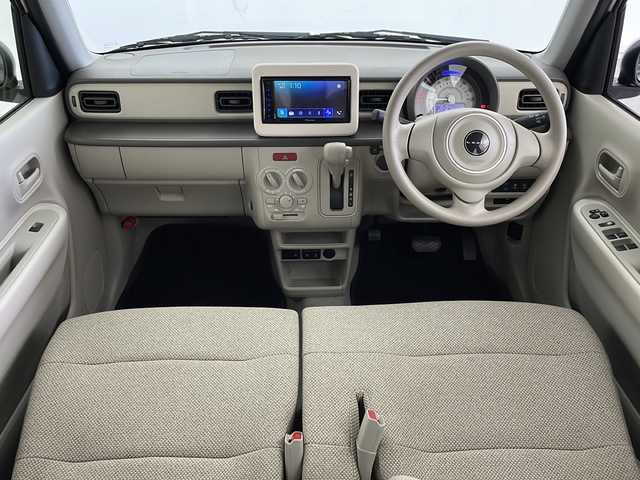 スズキ ラパン G 鹿児島県 2023(令5)年 1.6万km ピュアホワイトP 社外ディスプレイオーディオ/（BT/CD/USB）/バックカメラ/ビルトインETC/デュアルカメラブレーキサポート/誤発進抑制機能/後退時ブレーキサポート/リヤパーキングセンサー/車線逸脱警報機能/アイドリングストップ/ヘットライトレベライザー/純正14インチAW/社外フロアマット