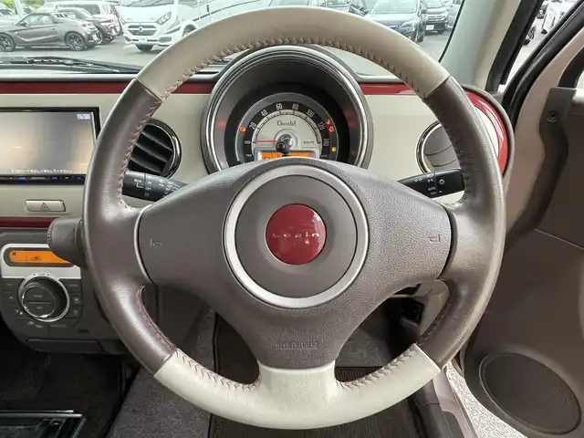 スズキ ラパン ショコラ X 宮崎県 2015(平27)年 4.8万km シャンパンピンクPM 社外SDナビ【MDV-D503】（Bluetooth/CD/DVD/TV）/ETC/プッシュスタート/スマートキー/電動格納ミラー/アイドリングストップ/純正フロアマット