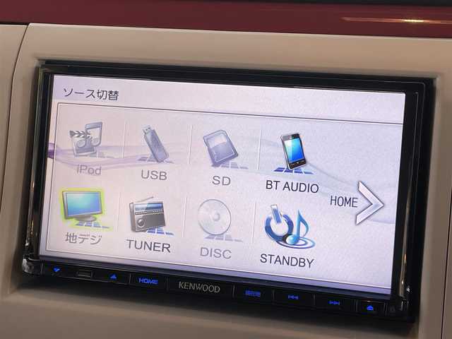 スズキ ラパン ショコラ X 宮崎県 2015(平27)年 4.8万km シャンパンピンクPM 社外SDナビ【MDV-D503】（Bluetooth/CD/DVD/TV）/ETC/プッシュスタート/スマートキー/電動格納ミラー/オートライト/キノセンヘッドランプ/アイドリングストップ/純正フロアマット