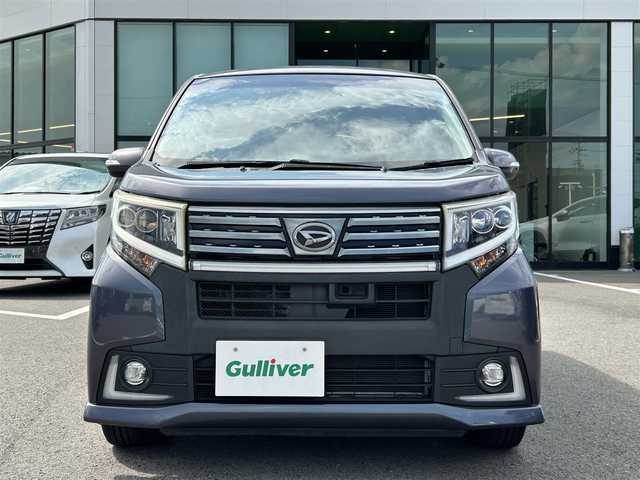 ダイハツ ムーヴ カスタム X ハイパー SA 愛媛県 2014(平26)年 6.4万km メテオライトグレーイリュージョナルP 登録時走行距離:64084km/社外メモリナビ/AM/FM/CD/DVD/ワンセグTV/Bluetooth/衝突軽減システム/横滑り防止装置/LEDヘッドライト/エンジンスタートボタン/スマートキー/純正アルミホイール/コーナーセンサー/スマートキー/ABS/ベンチシート
