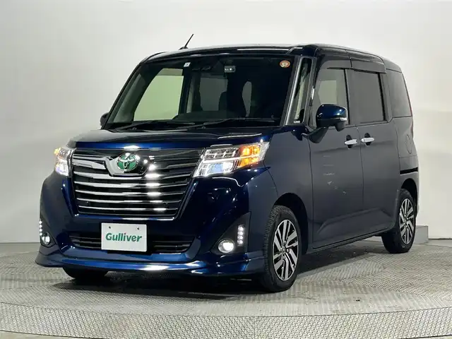 トヨタ ルーミー カスタムG 大阪府 2019(令1)年 3.3万km レーザーブルークリスタルシャイン 純正大型ナビTV (CD/DVD/Bluetooth)/両側電動 /ドラレコ /Bカメラ/コーナーセンサー　/ＬＥＤヘッドライト　/純正アルミホイール　/オートエアコン　/オートライト　/フォグランプ　/スペアキー