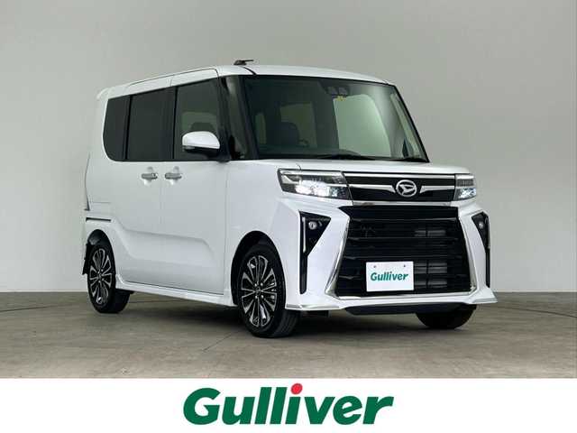 ダイハツ タント カスタム RS 千葉県 2023(令5)年 0.8万km シャイニングホワイトパール 禁煙車/スマートアシスト　/両側電動スライドドア　/ＬＥＤヘッドライト（オートライト機能付）　/フォグランプ　/シートヒーター　/社外オーディオ　/アイドリングストップ　/プッシュスタート　/電動パーキングブレーキ　/オートホールド/社外フロアマット/電動格納サイドミラー/リアサンシェード/ISOFIX/運転席シートリフター/ウィンカーミラー/前後コーナーセンサー