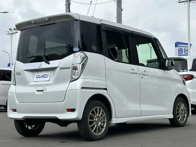 三菱 ｅＫスペース カスタムG 道北・旭川 2014(平26)年 9.9万km シルキーホワイト (株)IDOMが運営する【じしゃロン旭川店】の自社ローン専用車両になります。こちらは現金またはオートローンご利用時の価格です。自社ローンご希望の方は別途その旨お申付け下さい/　/・社外ナビ（CD/DVD/SD/BT/フルセグ）/・全方位カメラ/・ETC/・片側パワースライドドア/・ステアリングリモコン/・アイドリングストップ/・フォグランプ/・スペアキー/・取扱説明書