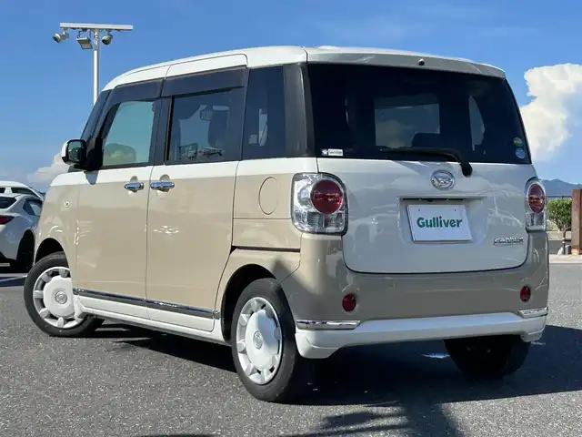 ダイハツ ムーヴ キャンバス G メイクアップ リミテッド　SAⅢ 島根県 2020(令2)年 3.4万km パールホワイトⅢ/ナチュラルベージュマイカメタリック 2トーン 登録時走行距離33895km/ワンオーナー/純正ナビ【NMZK-W70D】/・フルセグ/・CD/DVD/・Bluetooth/・ipod/・SD/衝突警報装置/全方位モニター/バックカメラ/両側電動スライドドア/スマートキー/プッシュスタート/ETC/純正ドライブレコーダー/横滑り防止装置/オートライト/LEDヘッドライト/オートハイビーム