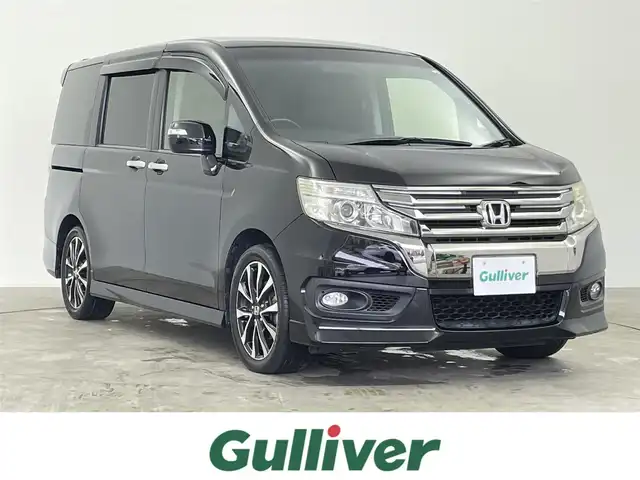 ホンダ ステップワゴン スパーダ Z クールスピリット 千葉県 2014(平26)年 9.2万km プレミアムスパークルブラックパール フリップダウンモニター/純正7インチSDナビ/CD DVD MSV BT フルセグ/バックカメラ/両側パワースライドドア/クルーズコントロール/パドルシフト/ハーフレザー/純正17インチアルミホイール/HIDオートライト/革巻きステアリング/ステアリングスイッチ/純正フロアマット/ドアバイザー/スマートキー/ビルトインETC