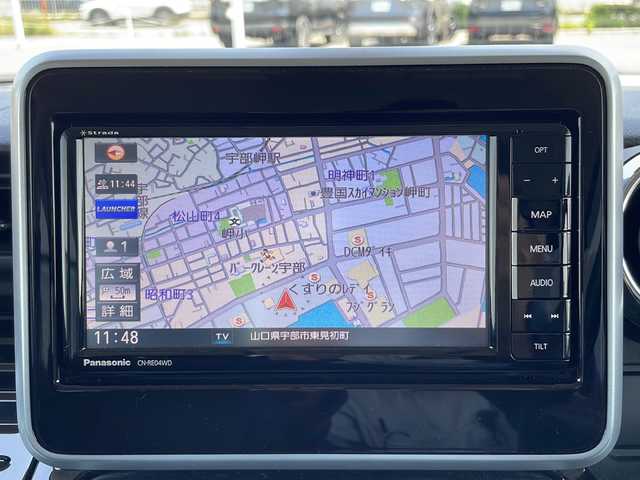 スズキ スペーシア カスタム HYBRID XS ターボ 山口県 2018(平30)年 6.1万km ブリスクブルーメタリック/ブラック2トーンルーフ 禁煙車/社外SDナビ【CN-RE04WD】/フルセグテレビ/Bluetooth/両側パワースライドドア/ビルトインETC/クルーズコントロール/サーキュレーター/ハーフレザーシート/シートヒーター【D席のみ】/パドルシフト/純正フロアマット/純正15インチアルミホイール/本革巻きステアリング/ステアリングスイッチ/ドアバイザー/プッシュスタート/スマートキー/アイドリングストップ/LEDフォグランプ/コーナーセンサー/パーキングアシスト/衝突被害軽減システム/レーンキープアシスト/盗難防止装置