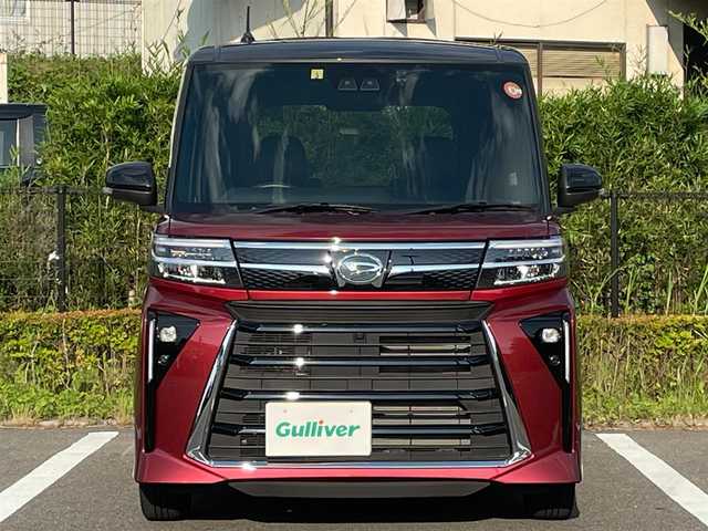 ダイハツ タント カスタム X 福島県 2023(令5)年 0.6万km ブラックマイカメタリック/ファイアークォーツレッドメタリック 2トーン 純正メーカーオプションナビ/BT、MSV、バックカメラ、フルセグTV、CD/DVD/スマートキー/ドライブレコーダー/ハーフレザーシート/シートヒーター/純正フロアマット/ドアバイザー/ブレーキホールド/電格ミラー/コーナーセンサー