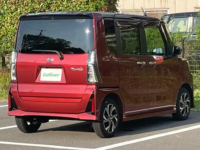 ダイハツ タント カスタム X 福島県 2023(令5)年 0.6万km ブラックマイカメタリック/ファイアークォーツレッドメタリック 2トーン 純正メーカーオプションナビ/BT、MSV、バックカメラ、フルセグTV、CD/DVD/スマートキー/ドライブレコーダー/ハーフレザーシート/シートヒーター/純正フロアマット/ドアバイザー/ブレーキホールド/電格ミラー/コーナーセンサー