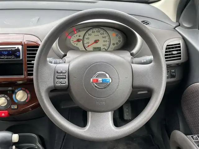日産 マーチ 12S 25th ハピネス 静岡県 2008(平20)年 6.7万km 茶 ハービー仕様　/社外CDオーディオ　/フロアマット　　/スマートキー /スペアキー /取説