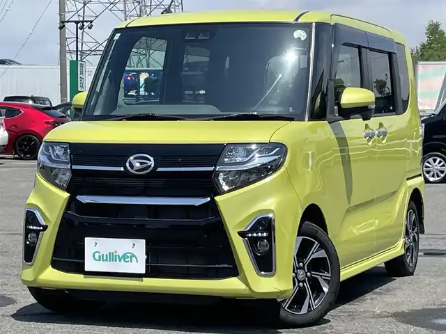 ダイハツ タント カスタム X 道央・札幌 2019(令1)年 8.5万km マスタードイエローマイカメタリック ４WD/純正ディーラーOPナビ/CD/DVD/BT/フルセグ/スマートアシスト/衝突被害軽減ブレーキ/横滑り防止装置/レーンキープアシスト/リアコーナーセンサー/アイドリングストップ/PWRMODE/前席シートヒーター/両側パワースライドドア/プッシュスタート/スマートキー/LEDヘッドライト/オートライト/オートハイビーム/フォグランプ/電動格納ミラー/ウィンカーミラー/純正フロアマット/ドアバイザー/スペアキー/純正エンジンスターター/純正AW付冬タイヤ積込/155/65/R14/2019年/山3mm