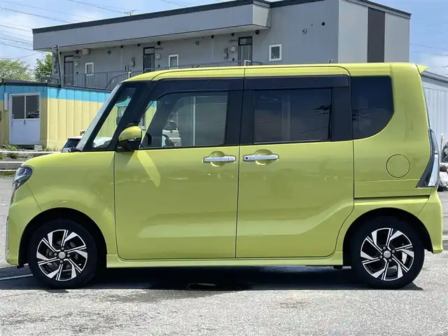 ダイハツ タント カスタム X 道央・札幌 2019(令1)年 8.5万km マスタードイエローマイカメタリック ４WD/純正ディーラーOPナビ/CD/DVD/BT/フルセグ/スマートアシスト/衝突被害軽減ブレーキ/横滑り防止装置/レーンキープアシスト/リアコーナーセンサー/アイドリングストップ/PWRMODE/前席シートヒーター/両側パワースライドドア/プッシュスタート/スマートキー/LEDヘッドライト/オートライト/オートハイビーム/フォグランプ/電動格納ミラー/ウィンカーミラー/純正フロアマット/ドアバイザー/スペアキー/純正エンジンスターター/純正AW付冬タイヤ積込/155/65/R14/2019年/山3mm