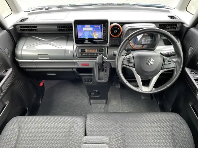 スズキ スペーシア ギア HYBRID XZターボ 道央・札幌 2020(令2)年 9.9万km デニムブルー ガンメタリック 2トーン 登録時走行距離98/439km/ターボ車/寒冷地仕様/社外メモリナビ(CD/DVD/FM/AM/SD/BT)/フルセグテレビ（走行中視聴可能）/スズキセーフティサポート/ウィンカーミラー/クルーズコントロール（追従走行あり）/ドアバイザー/プッシュスタート/両側パワースライドドア/前席シートヒーター/横滑り防止装置/ルーフレール/スマートキー/スペアキー×１/電動格納ミラー/後席テーブル/フォグランプ/ステアリングスイッチ/パドルシフト/ワイパー間欠時間コントローラー/PWRスイッチ/盗難防止装置/オートマチックハイビーム/積込冬タイヤ（純正AW/155/65/R14/22年製/溝4ｍｍ）