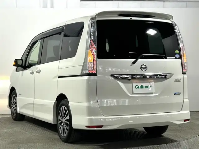 日産 セレナ HWS S HV Vセレ +Sefty 大阪府 2015(平27)年 6.3万km ブリリアントホワイトパール 社外ナビ(フルセグ/DVD再生/Bluetooth) バックカメラ 後席モニター 両側パワースライドドア レーンアシスト クルコン オートライト アイドリングストップ HIDヘッドライト スマートキー