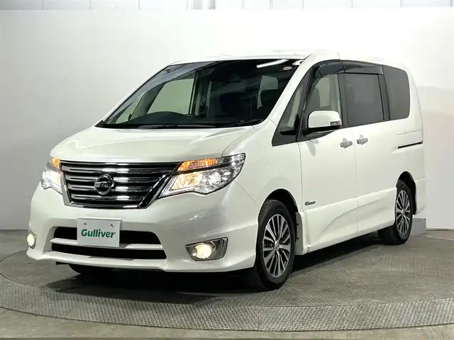 日産 セレナ HWS S HV Vセレ +Sefty 大阪府 2015(平27)年 6.3万km ブリリアントホワイトパール 社外ナビ(フルセグ/DVD再生/Bluetooth) バックカメラ 後席モニター 両側パワースライドドア レーンアシスト クルコン オートライト アイドリングストップ HIDヘッドライト スマートキー