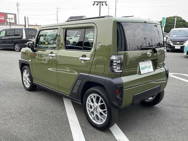 ダイハツ タフト G ターボ 岐阜県 2023(令5)年 1.5万km フォレストカーキメタリック 登録時走行距離：14646km/ナビ/フルセグテレビ・BT/バックカメラ/クルーズコントロール/前後コーナーセンサー/衝突被害軽減ブレーキ/シートヒーター/オートライト/LEDヘッドライト/前方ドライブレコーダー/ETC/アイドリングストップ/プッシュスタート/スマートキー/純正16インチアルミホイール/アイドリングストップ/社外フロアマット/ターボ車/スペアキー