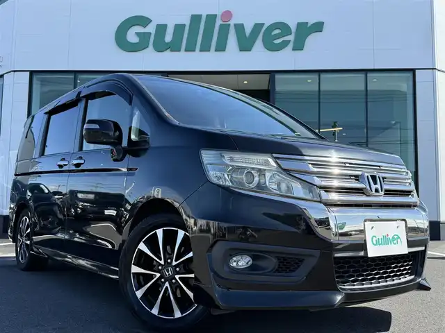 ホンダ ステップワゴン スパーダ Z クールスピリット 栃木県 2012(平24)年 8.4万km プレミアムスパークルブラックパール 社外8インチナビ/フルセグTV走行中OK/DVD再生機能/Bluetoothオーディオ/バックカメラ/ステアリングリモコン/リモコン付きフリップダウンモニター/両側パワスラ/ビルトインETC/パドルシフト/ハーフレザーシート/スマートキー×2