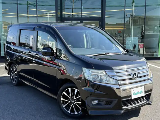 ホンダ ステップワゴン スパーダ Z クールスピリット 栃木県 2012(平24)年 8.4万km プレミアムスパークルブラックパール 社外8インチナビ/フルセグTV走行中OK/DVD再生機能/Bluetoothオーディオ/バックカメラ/ステアリングリモコン/リモコン付きフリップダウンモニター/両側パワスラ/ビルトインETC/パドルシフト/ハーフレザーシート/スマートキー×2