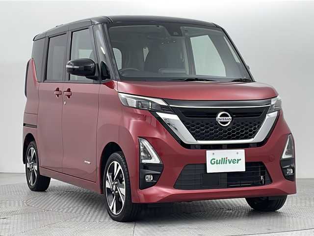 日産 ルークス HWS Gターボ プロパイロットED 新潟県 2021(令3)年 1.5万km スパークリングレッド/ブラック ４WD/プロパイロット/純正9インチSDナビ/　　CD/DVD/AM/FM/フルセグ/BT/SD/アラウンドビューモニター/両側パワースライドドア(ハンズフリーオートスライド機能付)/インテリジェンスクルーズコントロール/LEDオートライト/前席シートヒーター/15インチ純正アルミホイール付/アイドリングストップ/ステアリングスイッチ/電動パーキングブレーキ/オートブレーキホールド/サーキュレーター/後席パーソナルテーブル/後席サンシェード/スペアキー/スマートキー/ETC2.0