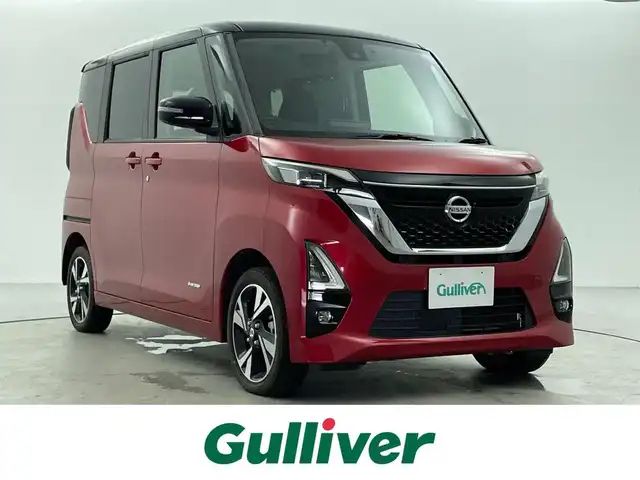 日産 ルークス HWS Gターボ プロパイロットED 福島県 2021(令3)年 1.5万km スパークリングレッド/ブラック ４WD/プロパイロット/純正9インチSDナビ/　　CD/DVD/AM/FM/フルセグ/BT/SD/アラウンドビューモニター/両側パワースライドドア(ハンズフリーオートスライド機能付)/インテリジェンスクルーズコントロール/LEDオートライト/前席シートヒーター/15インチ純正アルミホイール付/アイドリングストップ/ステアリングスイッチ/電動パーキングブレーキ/オートブレーキホールド/サーキュレーター/後席パーソナルテーブル/後席サンシェード/スペアキー/スマートキー/ETC2.0