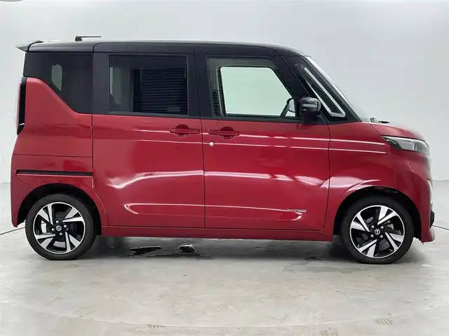 日産 ルークス HWS Gターボ プロパイロットED 福島県 2021(令3)年 1.5万km スパークリングレッド/ブラック ４WD/プロパイロット/純正9インチSDナビ/　　CD/DVD/AM/FM/フルセグ/BT/SD/アラウンドビューモニター/両側パワースライドドア(ハンズフリーオートスライド機能付)/インテリジェンスクルーズコントロール/LEDオートライト/前席シートヒーター/15インチ純正アルミホイール付/アイドリングストップ/ステアリングスイッチ/電動パーキングブレーキ/オートブレーキホールド/サーキュレーター/後席パーソナルテーブル/後席サンシェード/スペアキー/スマートキー/ETC2.0
