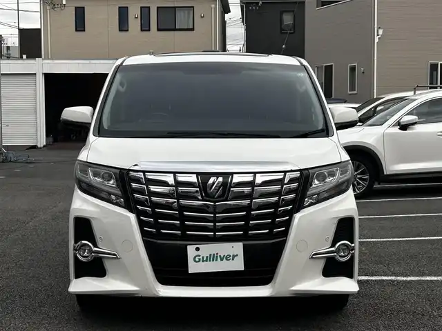 トヨタ アルファード SA Cパッケージ 静岡県 2017(平29)年 15.2万km ホワイトパールクリスタルシャイン ~JBLサウンド~/ユーザー買取車両/純正メーカーOPナビ/　【CD/DVD/BT/地デジフルセグTV】/純正18インチAW/純正LEDヘッドライト/純正フリップダウンモニター/黒本革シート/シートヒーター/Wサンルーフ/全方位カメラ/レーダークルーズコントロール/プリクラッシュセーフティシステム/ビルトインETC2.0/ウッドコンビステアリング/両側パワースライドドア/パワーバックドア/ステアリングヒーター/2列目オットマン/電動パーキングブレーキ/オートホールド/新車時保証書/取扱説明書/スペアキー×1